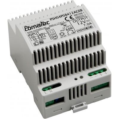 Image de 93. NEW ! Alimentation rail-Din 12V - 7A - 85W permanents en ta50°C dans un boîtier 4 modules. Durée de vie supérieur à 10 Ans. Haute Fiabilité. Made in Italy