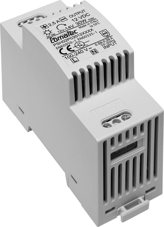Image de 91. Alimentation rail-Din 12V 2,5A - Boîtier 2 modules. Durée de vie supérieur à 10 Ans. Haute Fiabilité. Made in Italy