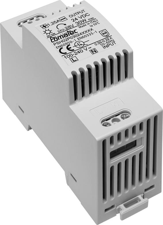 Image de 94. Alimentation rail-Din 24V 1,3A - Boîtier 2 modules. Durée de vie supérieur à 10 Ans. Haute Fiabilité. Made in Italy