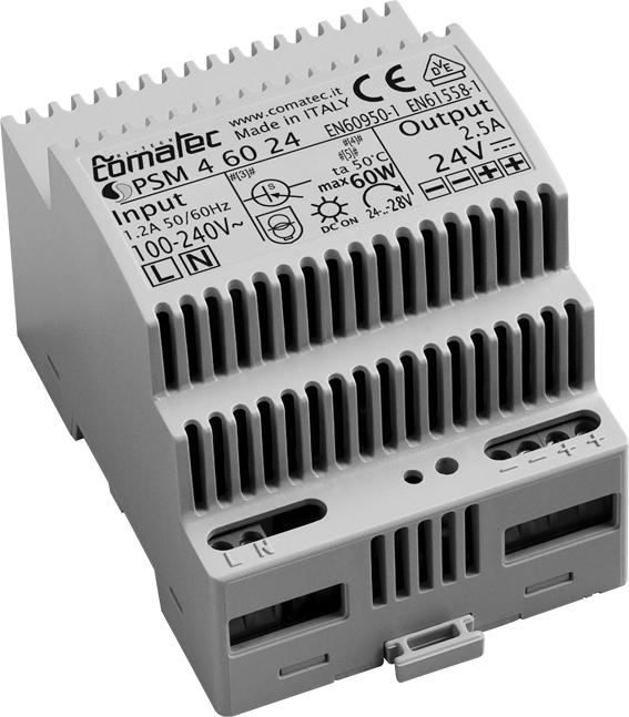Image de 95. Alimentation rail-Din 24V 2,5A - Boîtier 4 modules. Durée de vie supérieur à 10 Ans. Haute Fiabilité. Made in Italy