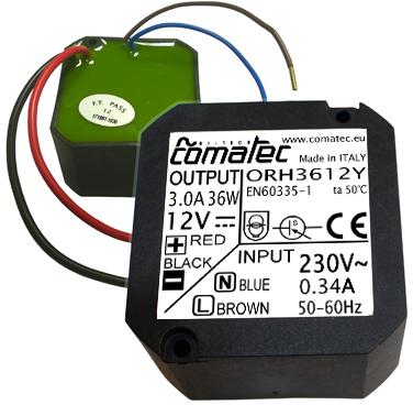 Image de 6. Alimentation miniature 12V 3A pour boîte d'encastrement. Durée de vie supérieur à 10 Ans. Made in Italy